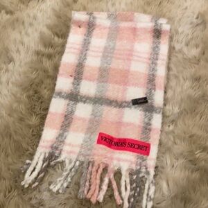Victoria's Secret Soft Pink and Gray Plaid Scarf